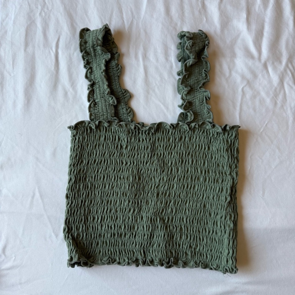 Hollister Olive Green Smocked Tank Top
